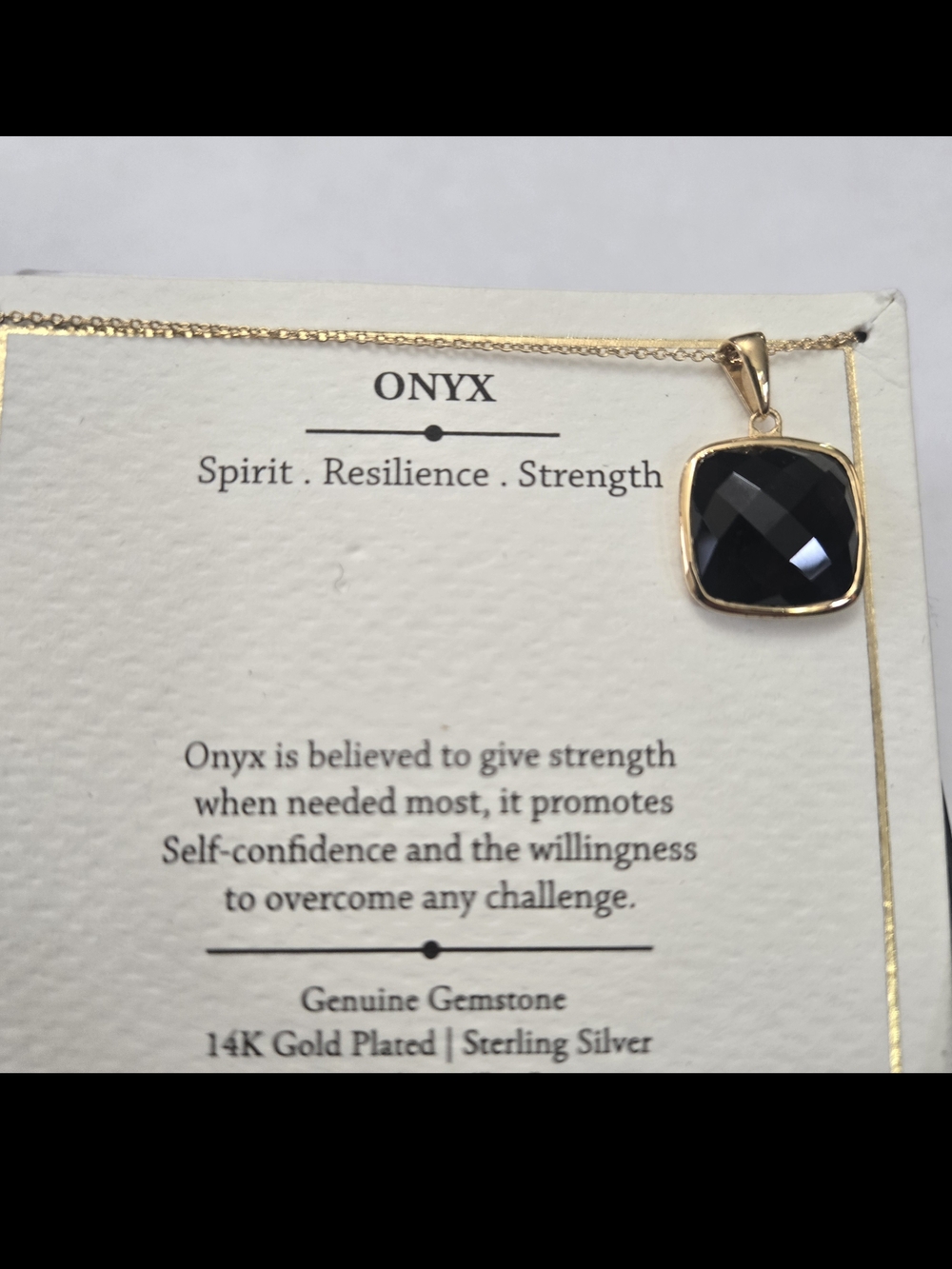 14kt Yellow Gold Plated Over Sterling Silver Genuine Onyx Pendant Necklace